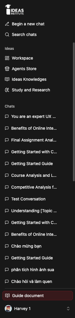 Sidebar trái với điều hướng module chính